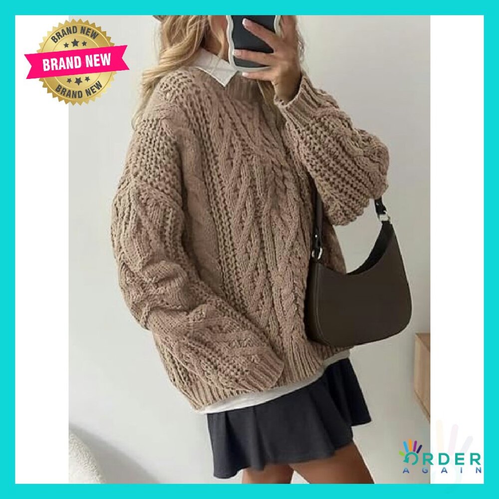 Oversized Cable Knit Pullover Chunky Winter Sweat… - image 6